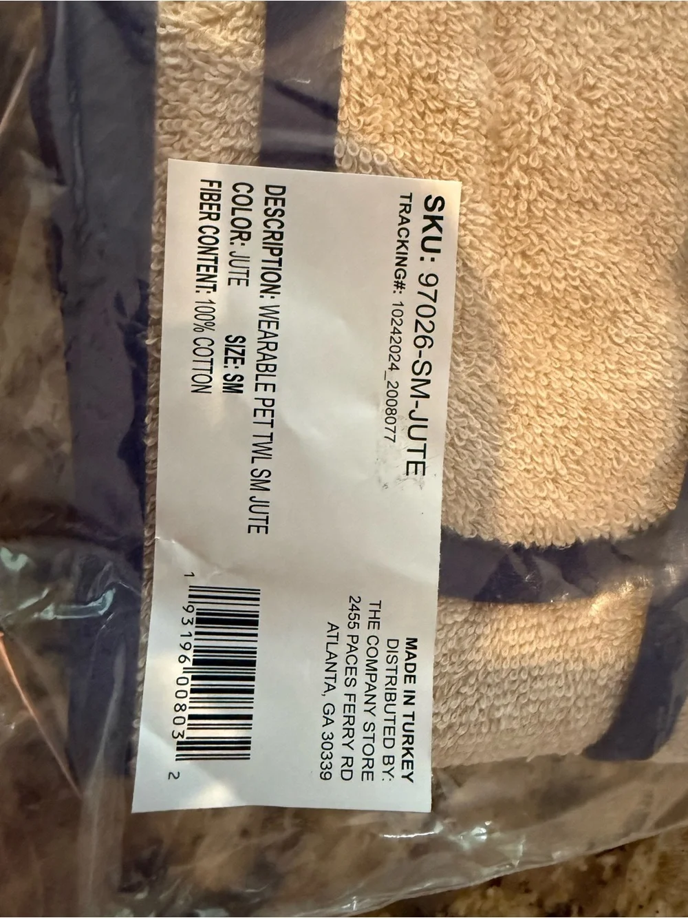 NEW Wearable Pet towel Robe Company Terry Cloth Cotton Pockets Velcro